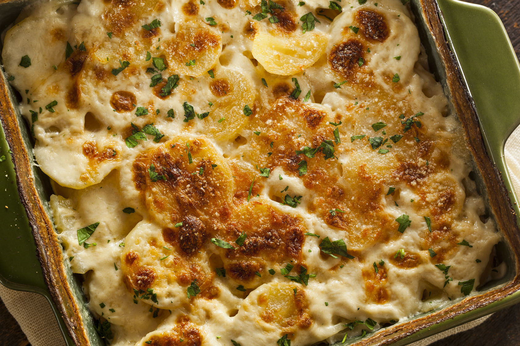 Homemade Cheesey Scalloped Potatoes with Parsley Flakes